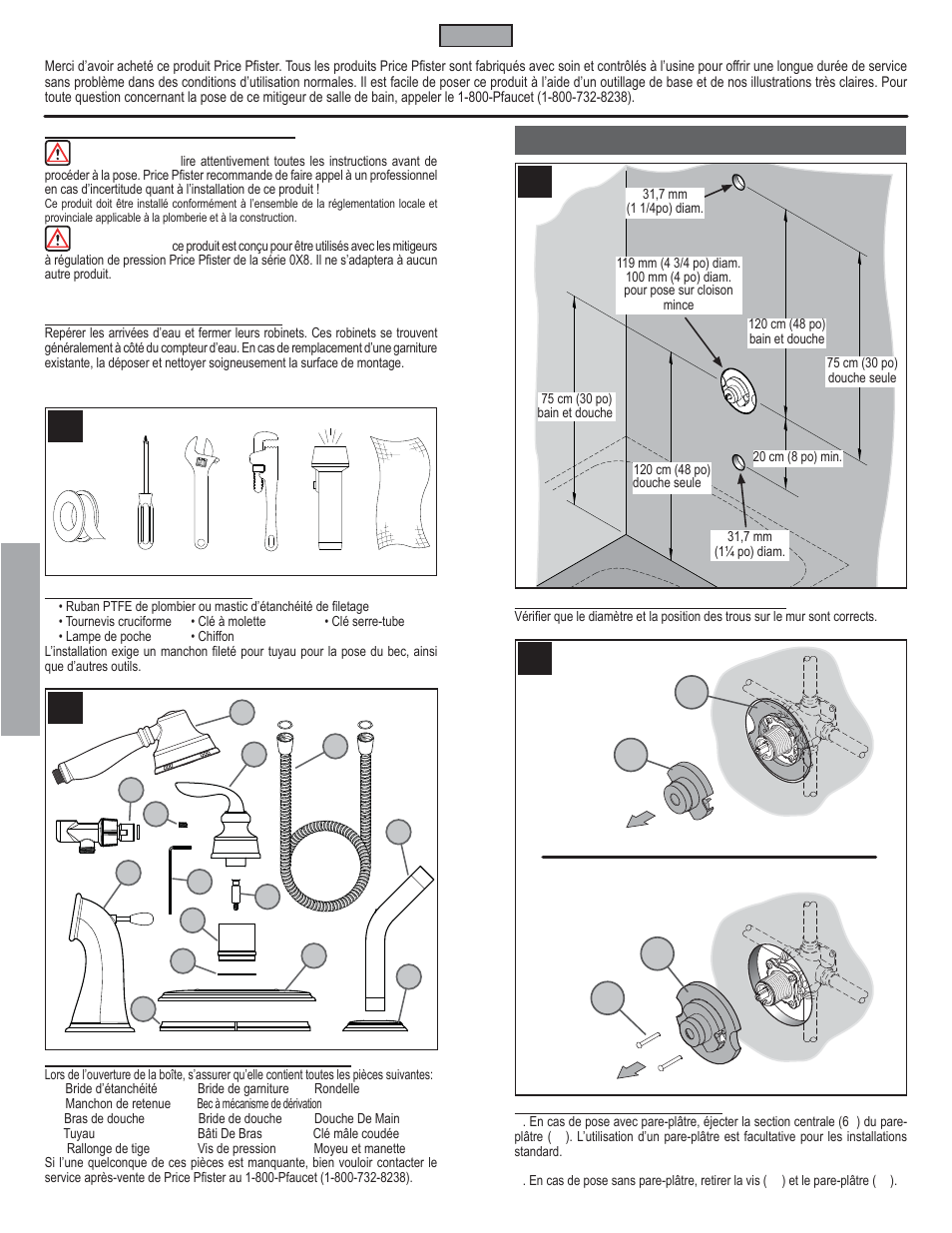 Fr a n fran çç a is ais, Étapes de la pose | Pfister R89-7CBY User Manual | Page 10 / 14