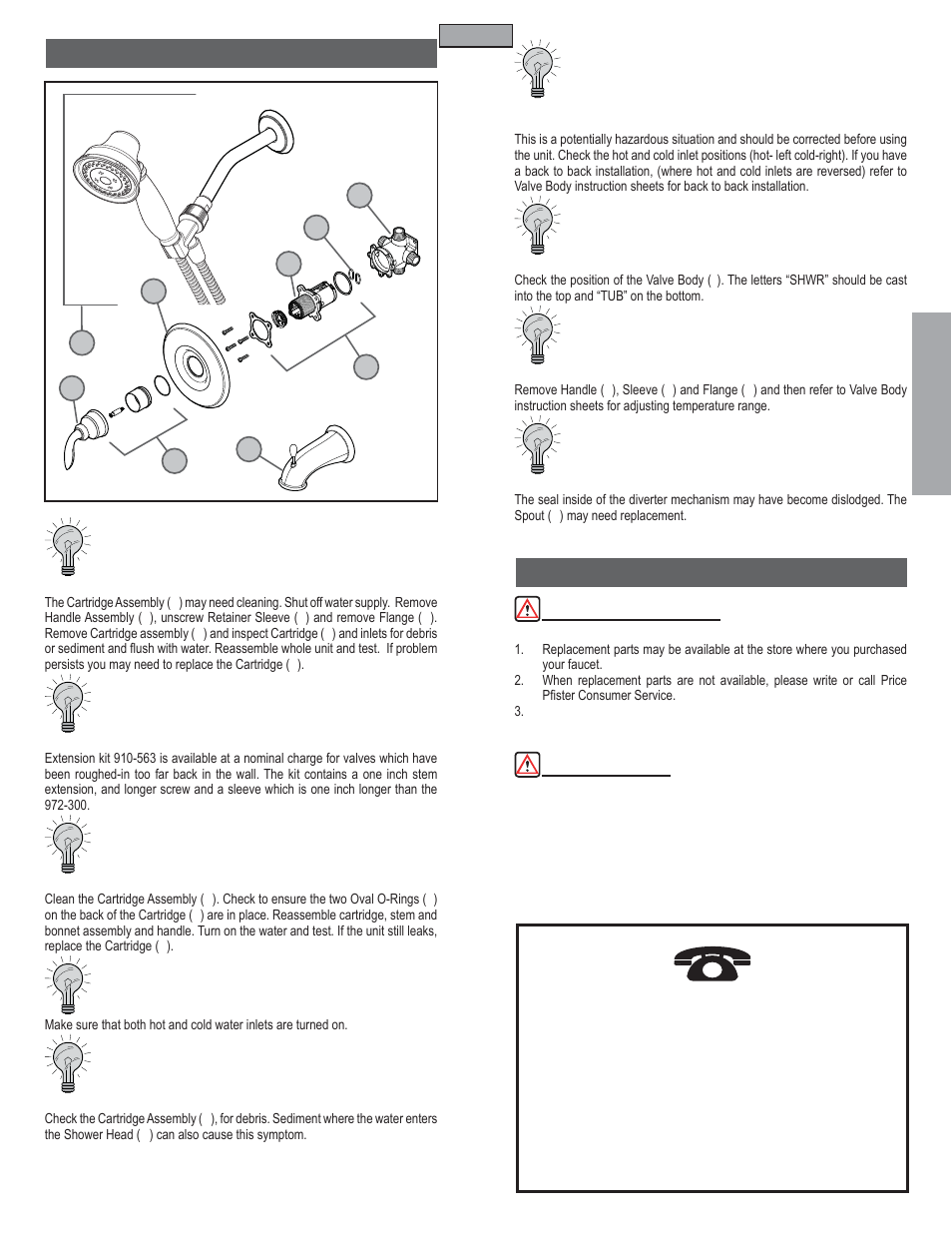 Es p a esp a ññ o l ol, Maintenance & care trouble shooting tips | Pfister R89-7CBY User Manual | Page 5 / 14