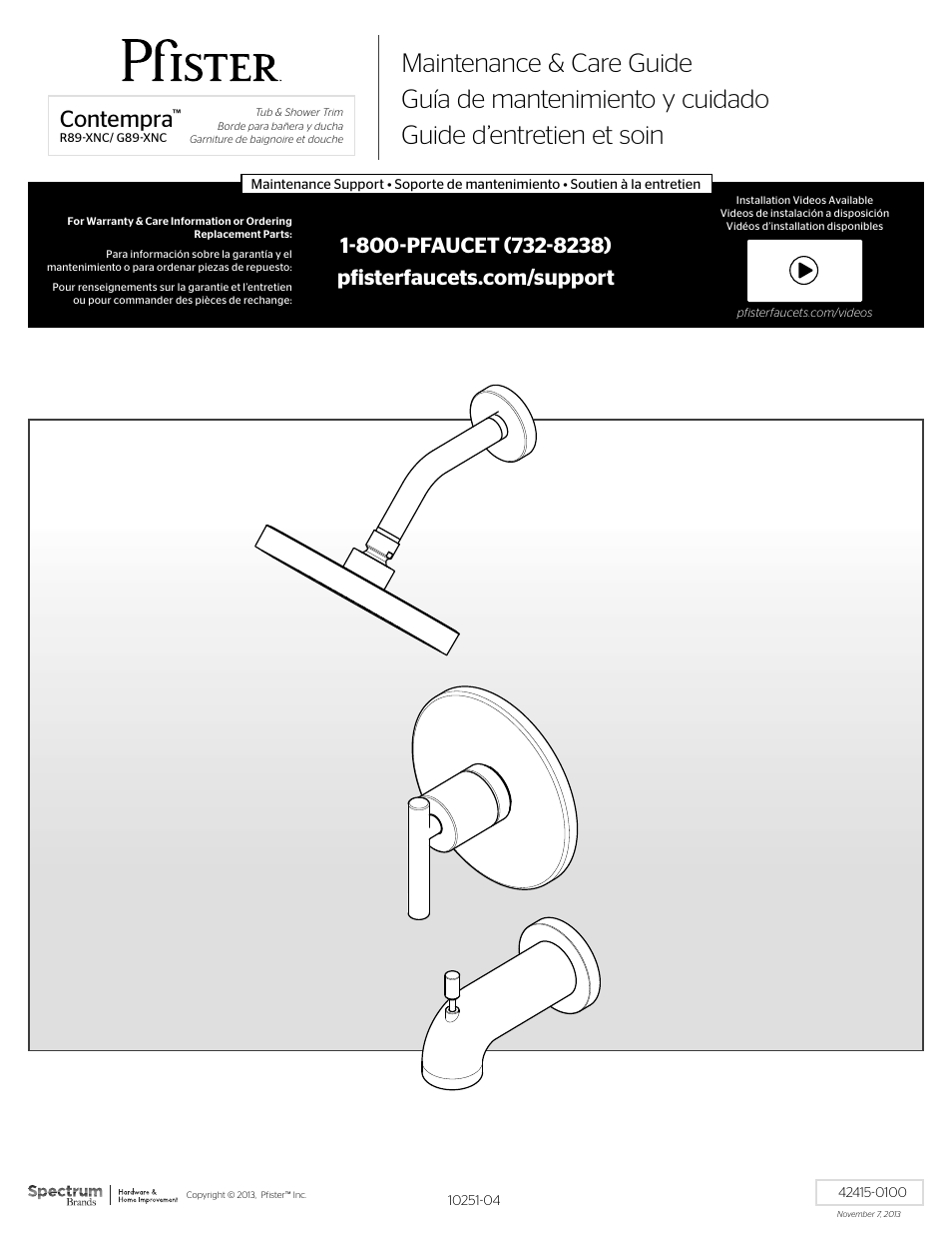 Pfister R89-7NCC User Manual | 4 pages