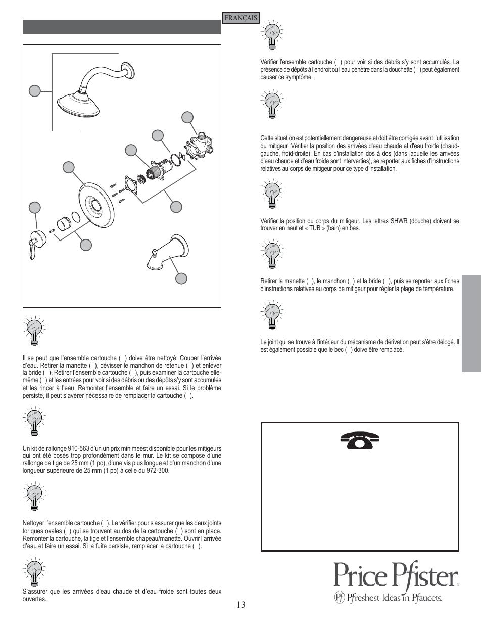 Fr a n fran çç a is ais, Conseils de dépannage | Pfister 808-LN0K User Manual | Page 13 / 14