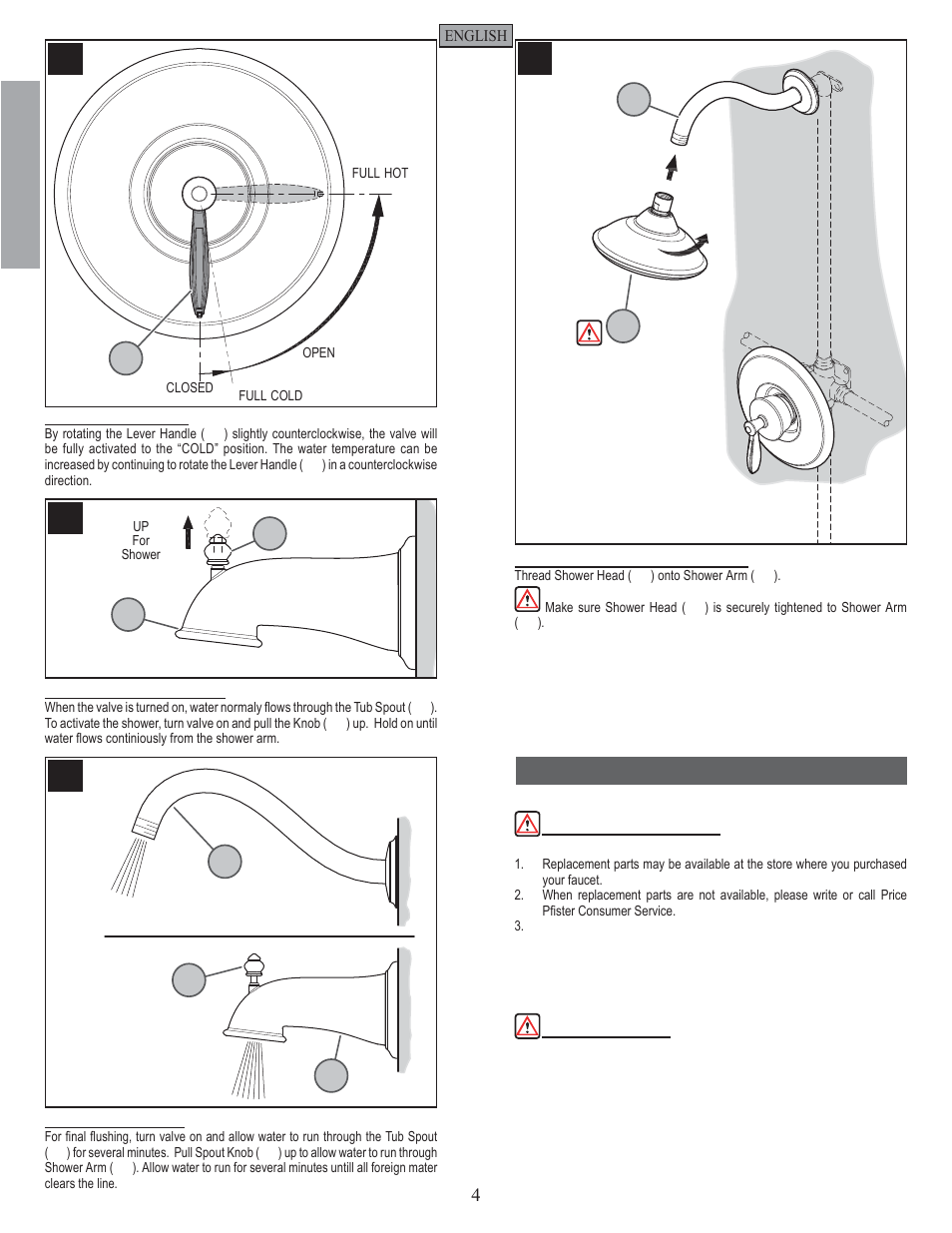 En g l is h english, Maintenance & care | Pfister 808-LN0K User Manual | Page 4 / 14