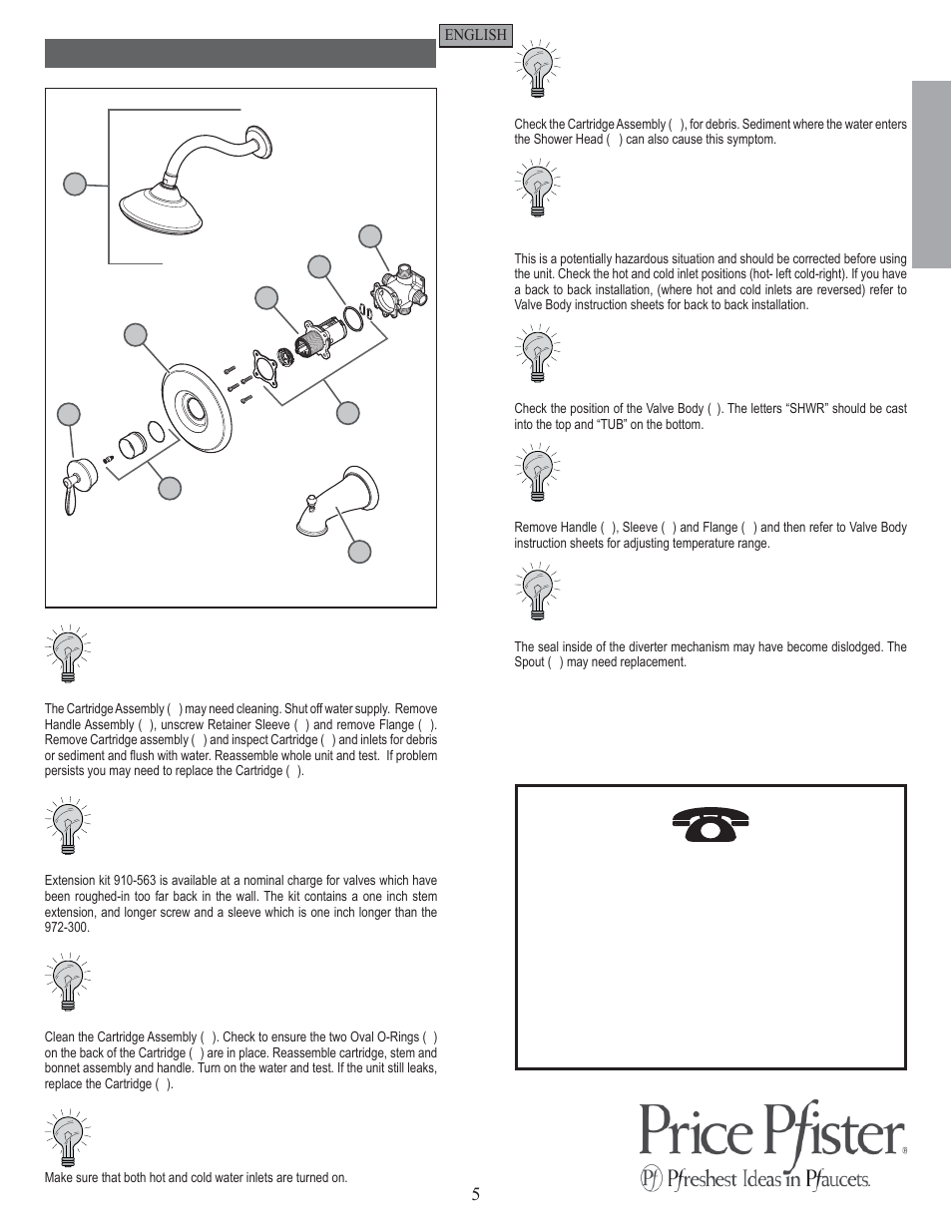 En g l is h english, Trouble shooting tips | Pfister 808-LN0K User Manual | Page 5 / 14