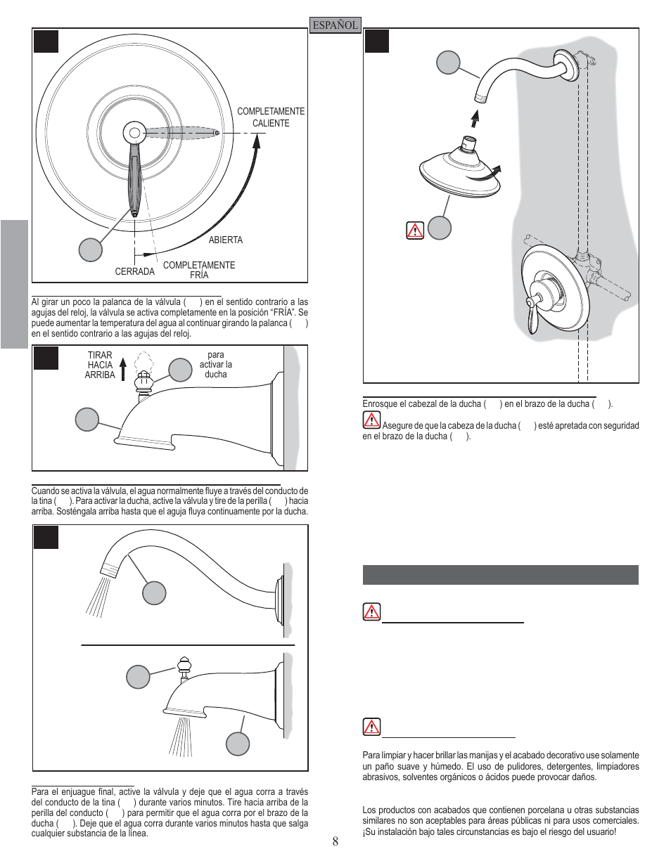 Es p a esp a ññ o l ol, Cuidado y mantenimiento | Pfister 808-LN0K User Manual | Page 8 / 14