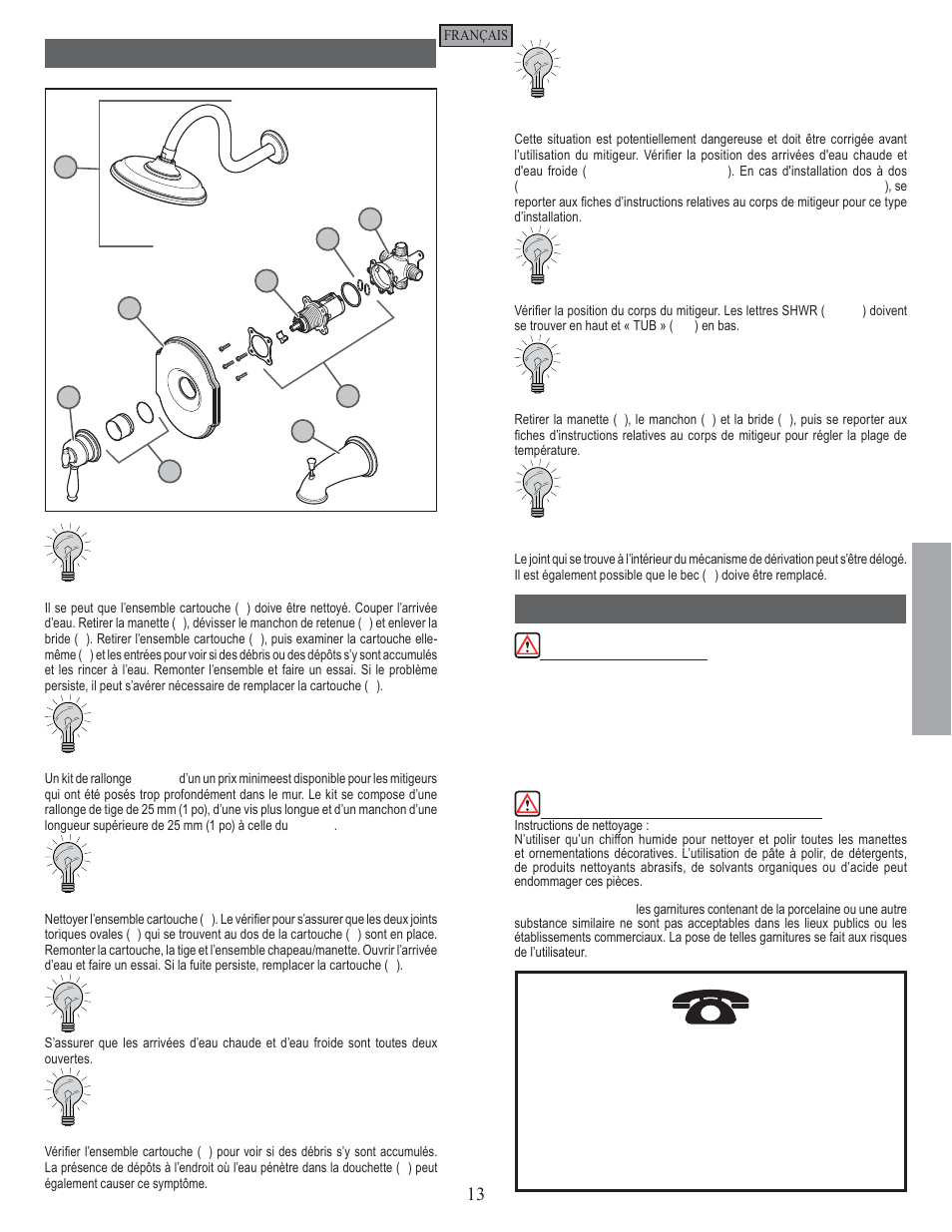 Fr a n fran çç a is ais, Entretien et soins conseils de dépannage | Pfister 808-TMKK User Manual | Page 13 / 14