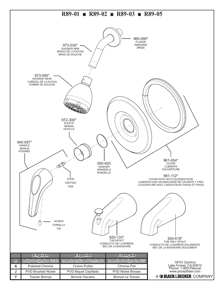 A company | Pfister R89-020K User Manual | Page 2 / 8