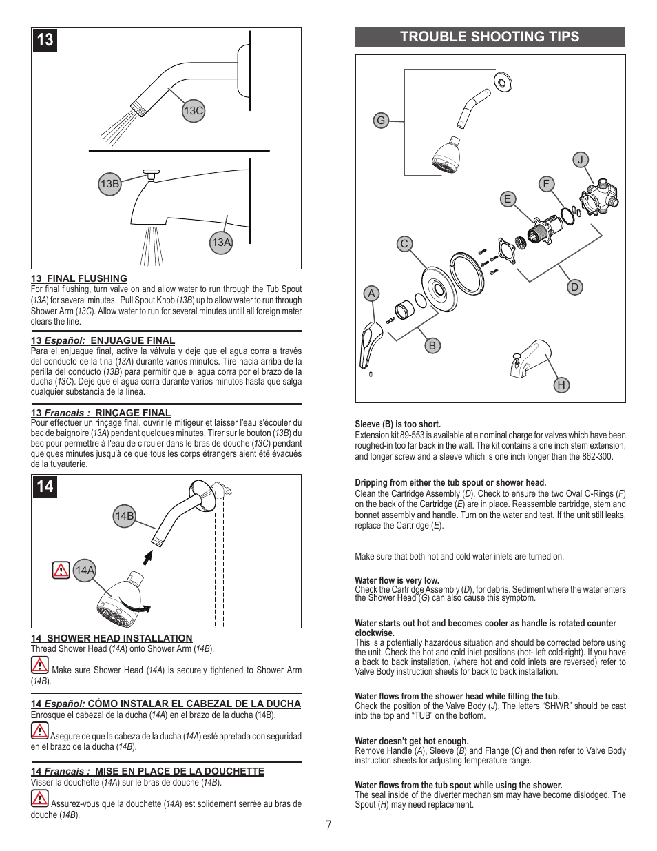 Trouble shooting tips | Pfister R89-020K User Manual | Page 7 / 8