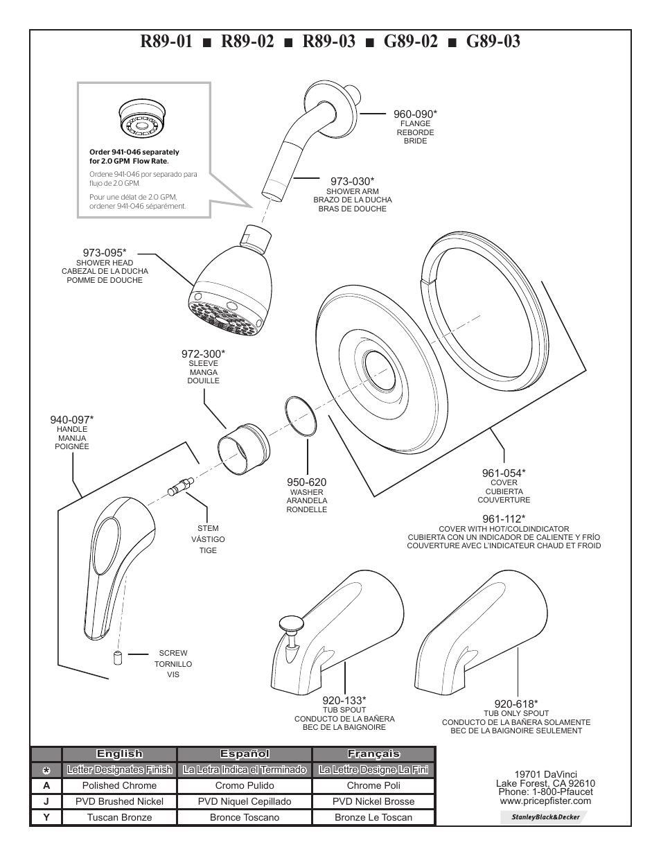 Pfister R89-030K User Manual | Page 2 / 8