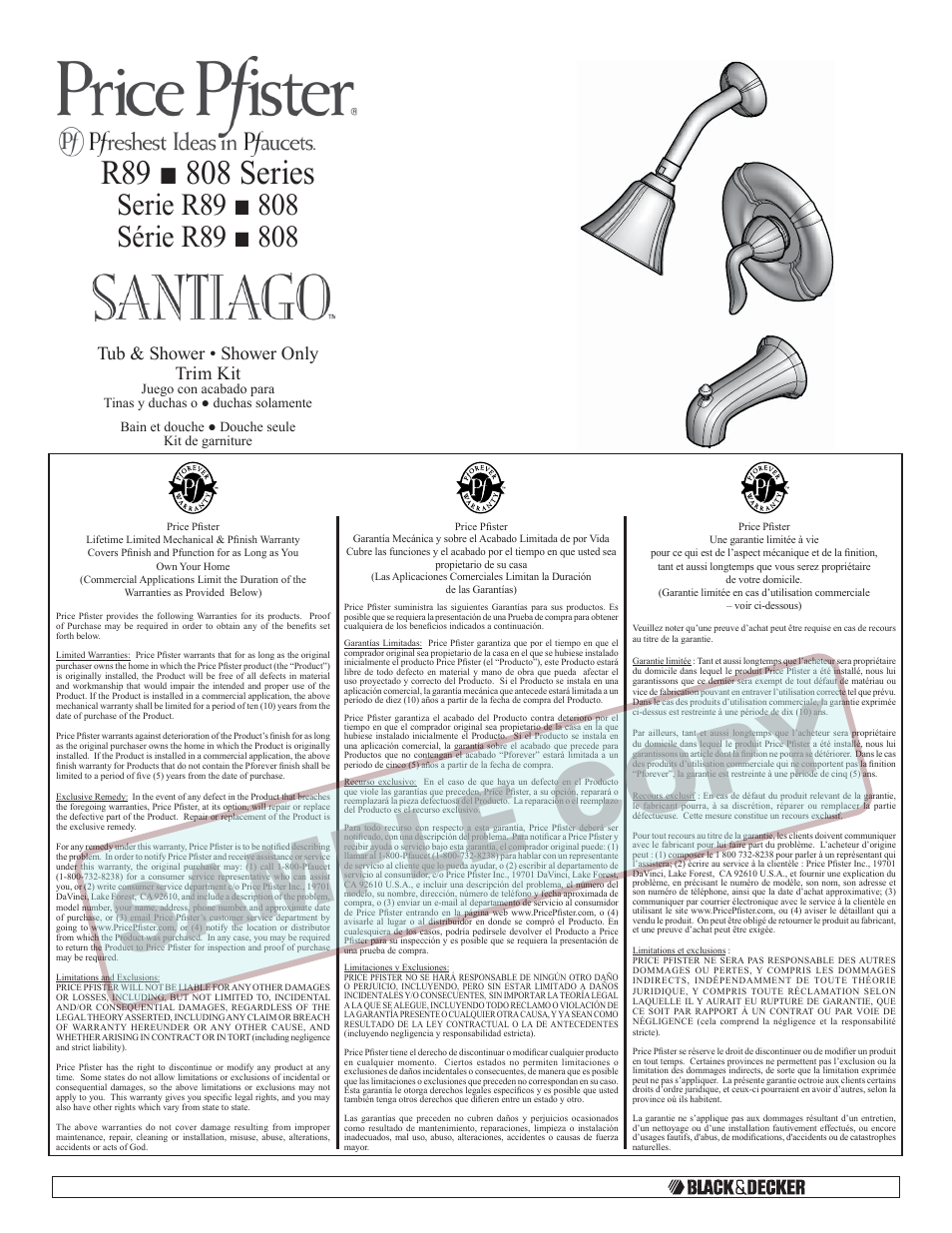 Pfister 808-ST0K User Manual | 14 pages