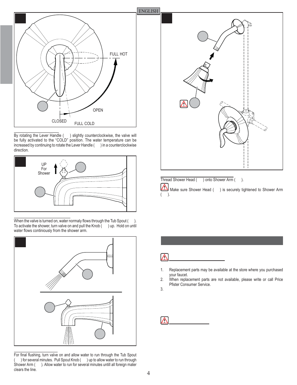 En g l is h english, Maintenance & care | Pfister 808-ST0K User Manual | Page 4 / 14