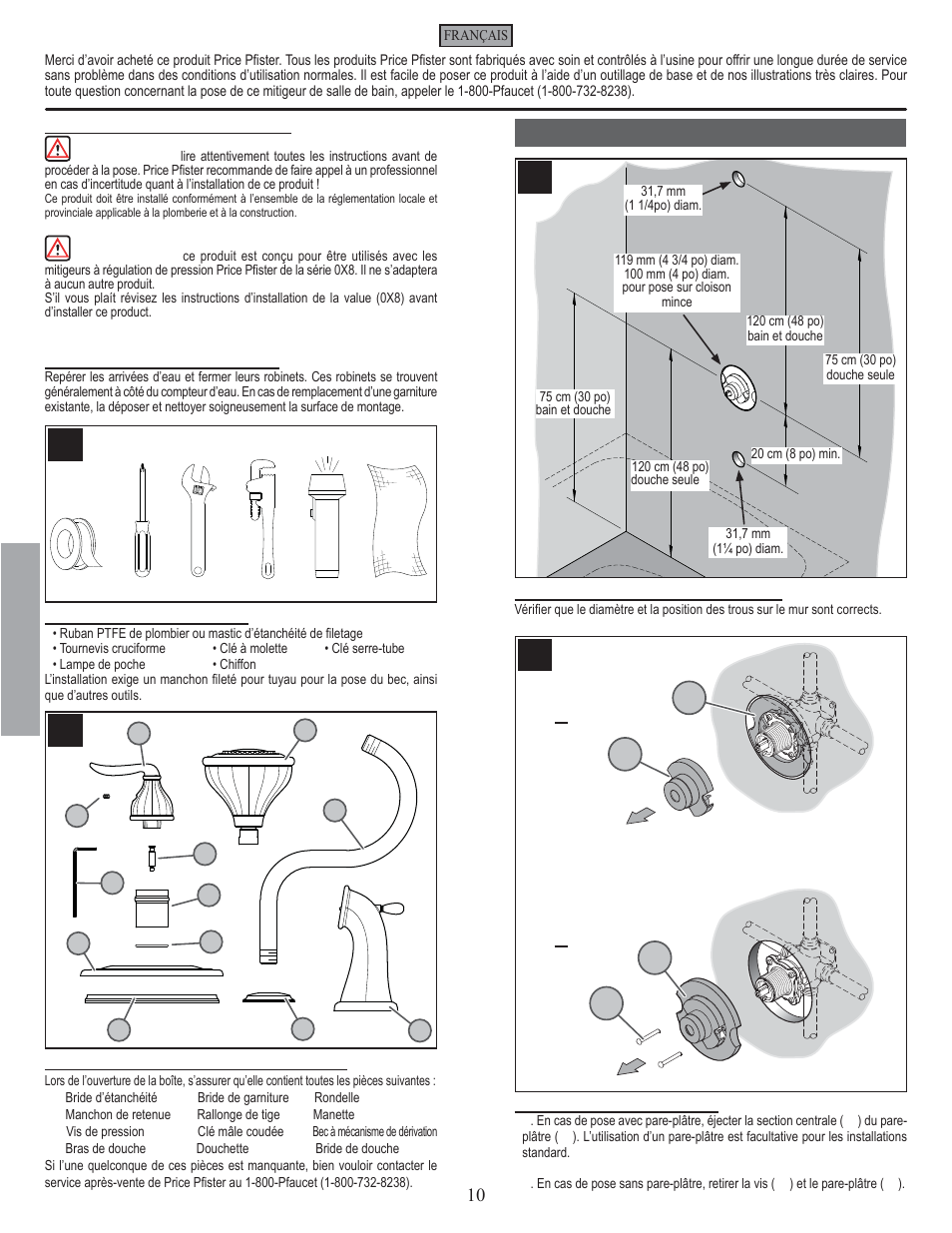 Fr a n fran çç a is ais, Étapes de la pose | Pfister 808-LT0K User Manual | Page 10 / 14