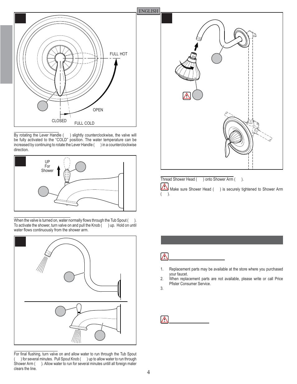 En g l is h english, Maintenance & care | Pfister 808-LT0K User Manual | Page 4 / 14