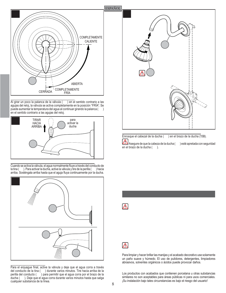 Es p a esp a ññ o l ol, Cuidado y mantenimiento | Pfister 808-LT0K User Manual | Page 8 / 14