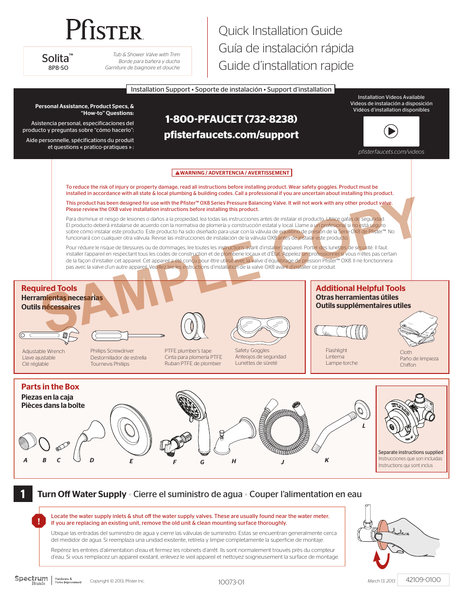 Pfister 8P8-SOKK User Manual | 6 pages