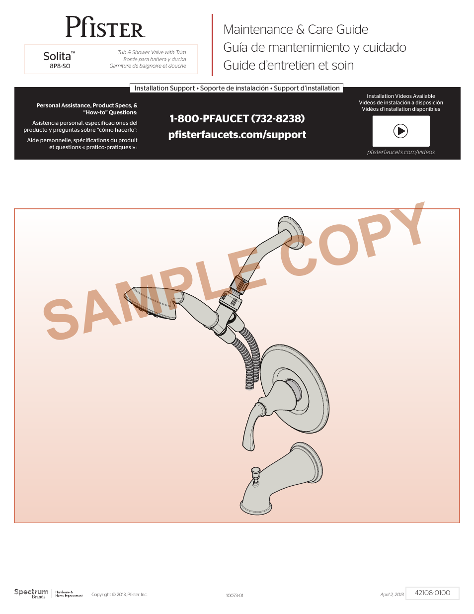 Pfister 8P8-SOKK User Manual | 4 pages