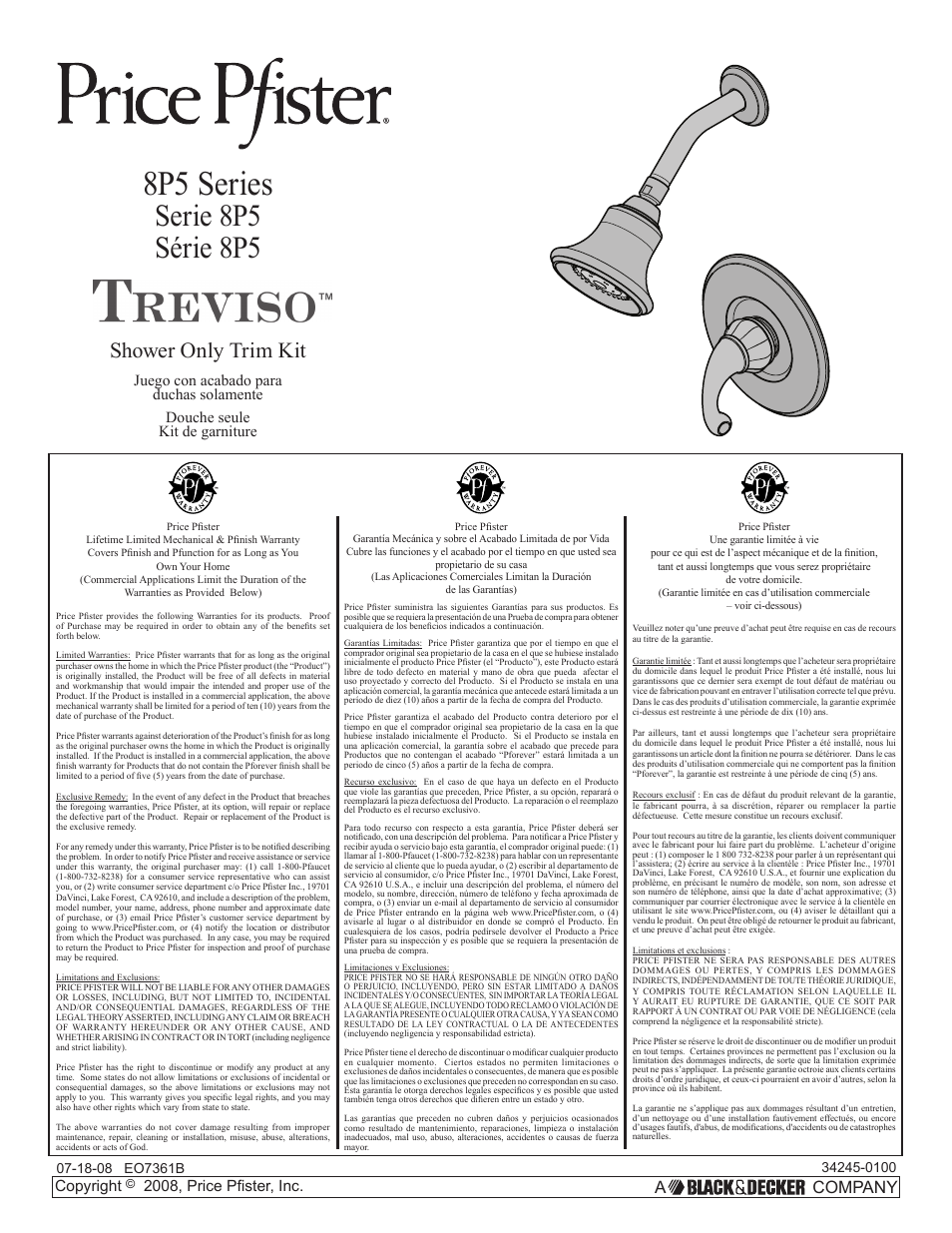 Pfister 8P5-DY00 User Manual | 14 pages