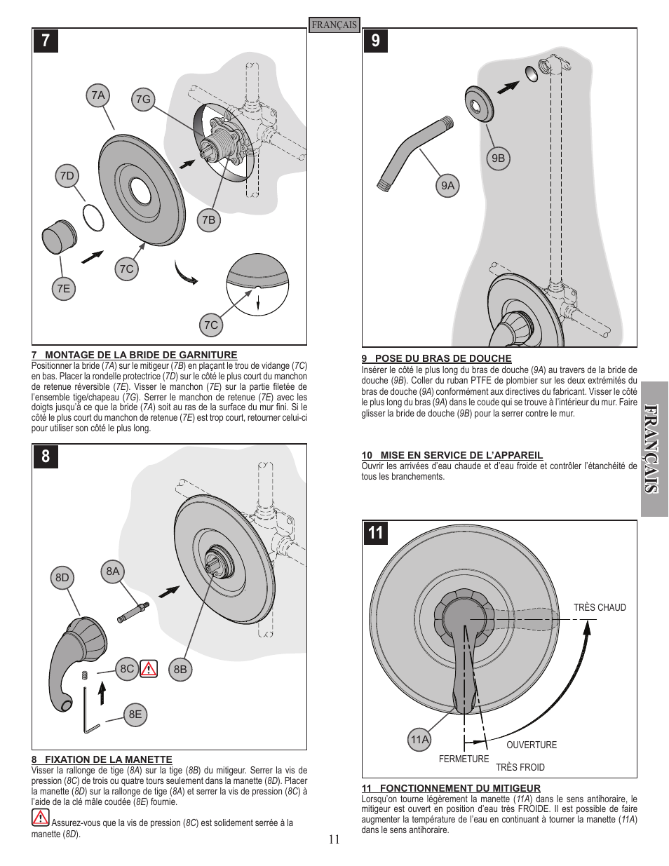 Fran ç ais | Pfister 8P5-DY00 User Manual | Page 11 / 14