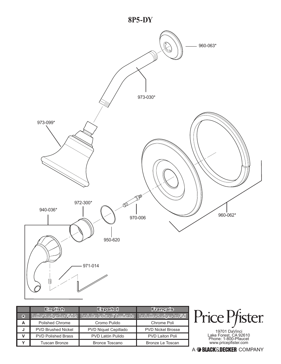 8p5-dy | Pfister 8P5-DY00 User Manual | Page 14 / 14