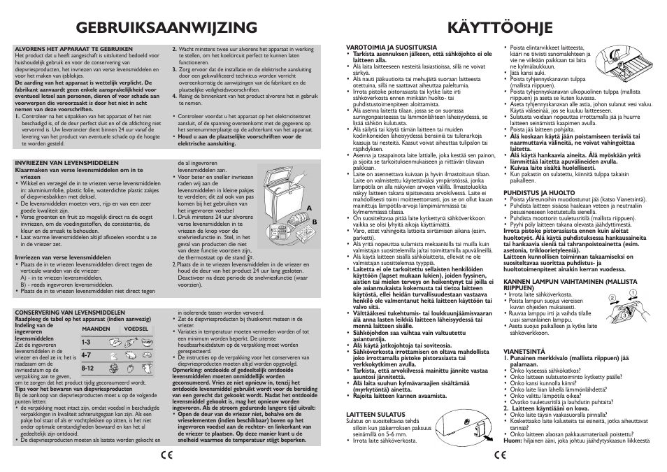 Gebruiksaanwijzing, Käyttöohje | Whirlpool AFG070AP User Manual | Page 10 / 22