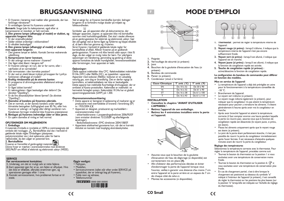 Brugsanvisning, Mode d’emploi, Co small | Whirlpool AFG070AP User Manual | Page 13 / 22