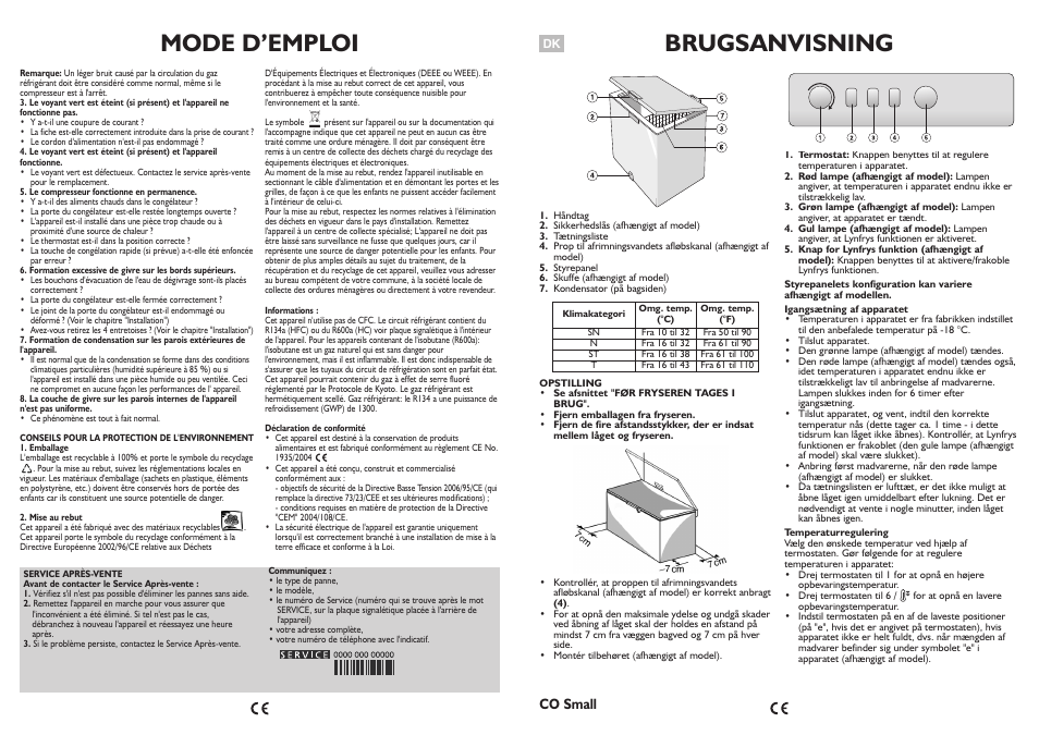 Mode d’emploi, Brugsanvisning, Co small | Whirlpool AFG070AP User Manual | Page 16 / 22