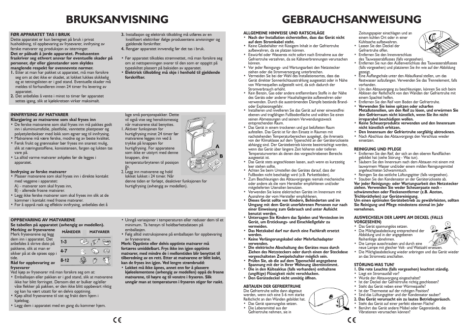 Bruksanvisning, Gebrauchsanweisung | Whirlpool AFG070AP User Manual | Page 19 / 22