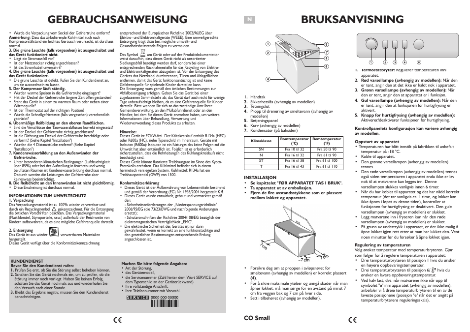 Gebrauchsanweisung, Bruksanvisning, Co small | Whirlpool AFG070AP User Manual | Page 20 / 22