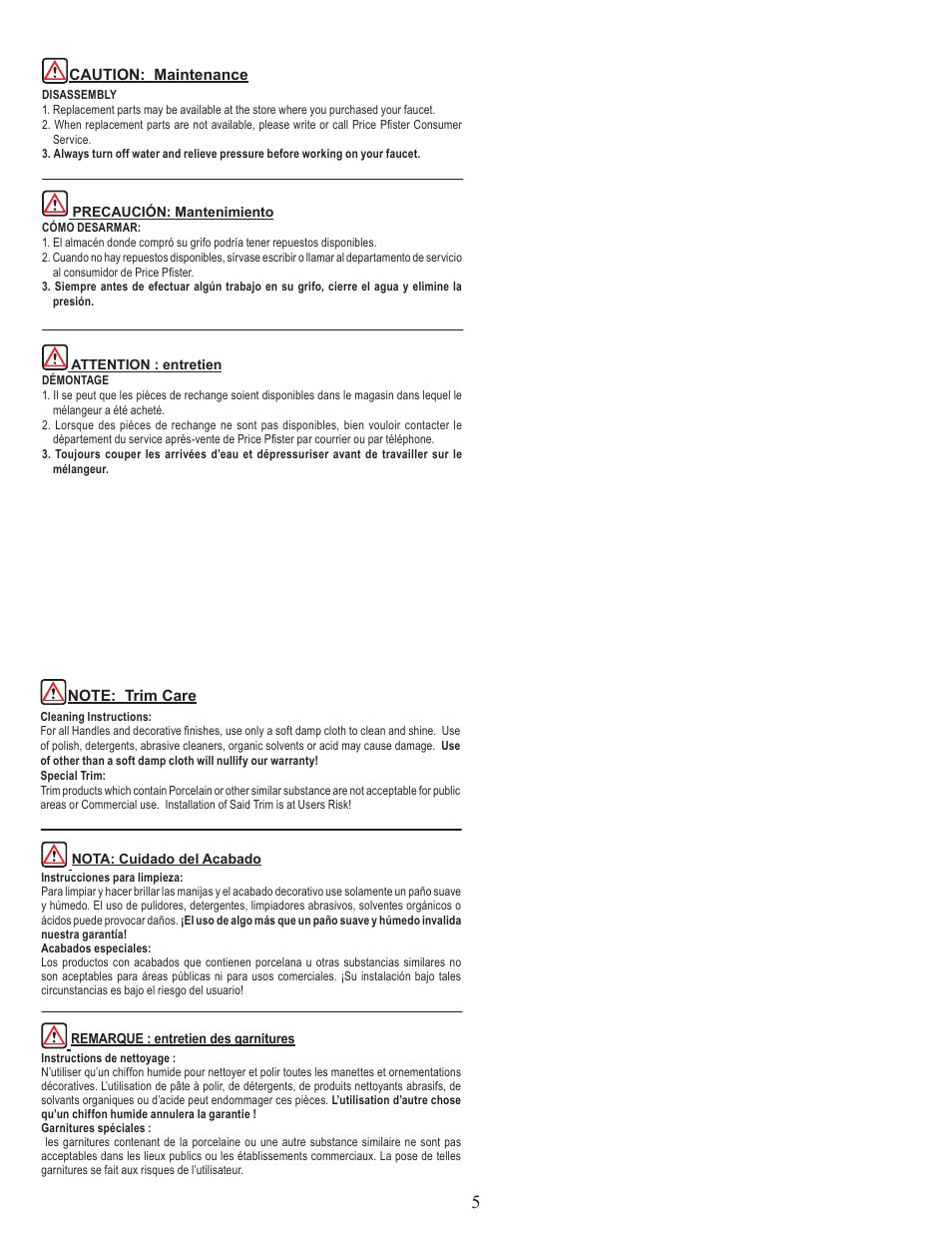 Pfister RT6-5DFC User Manual | Page 5 / 6