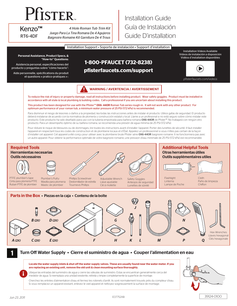 Pfister RT6-4DFC User Manual | 8 pages