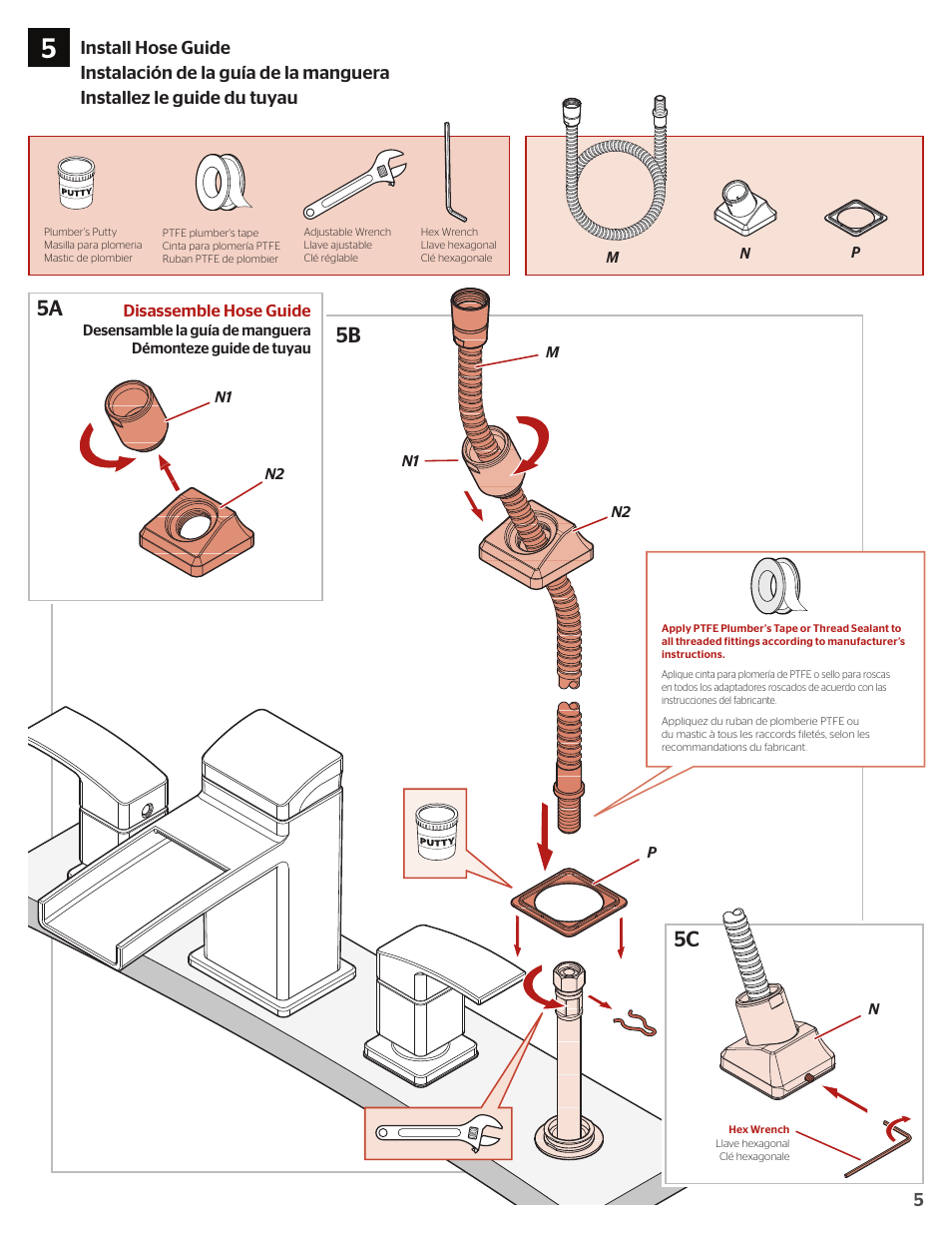 5b 5a 5b | Pfister RT6-4DFC User Manual | Page 5 / 8