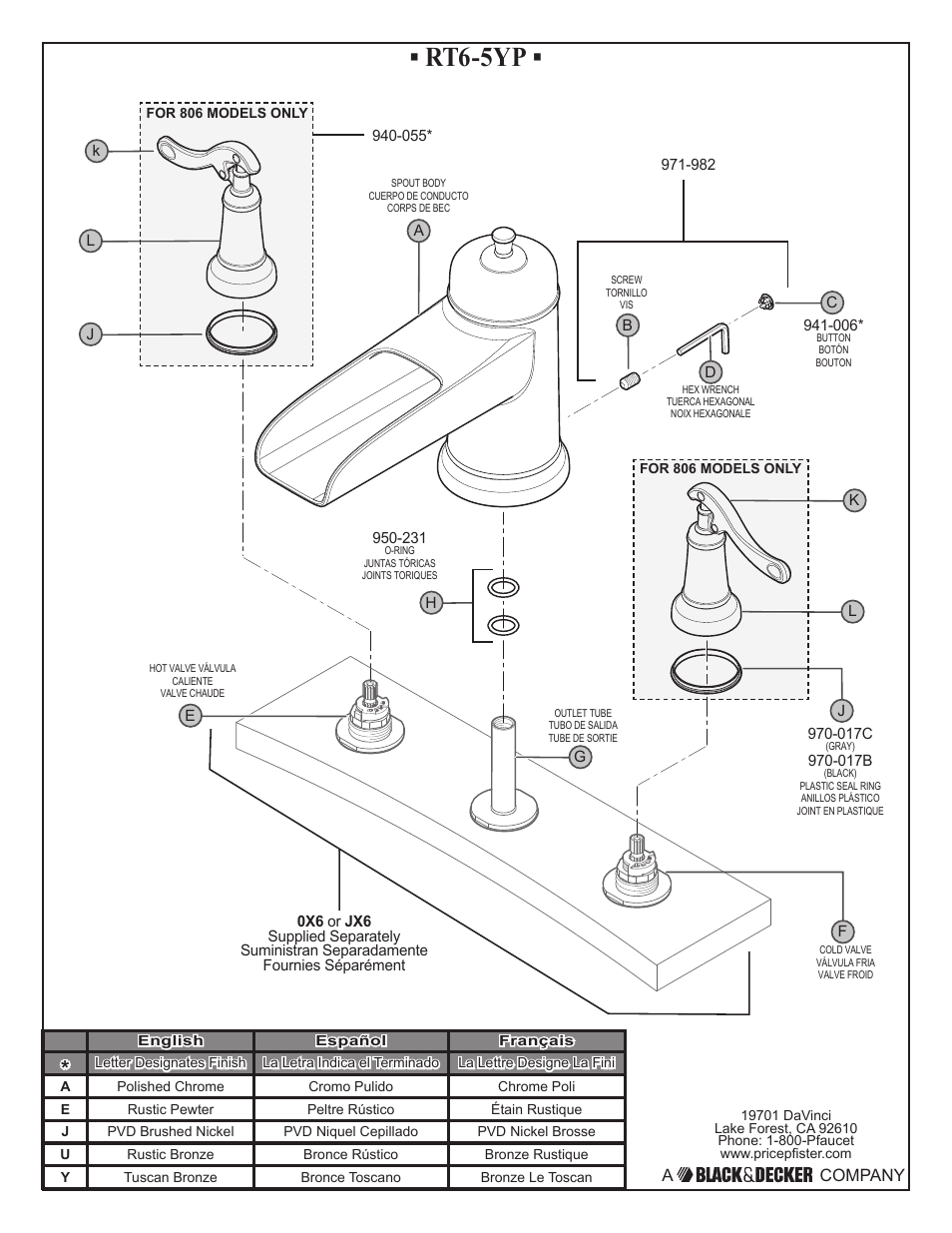 Rt6-5yp, A company | Pfister RT6-5YPK User Manual | Page 2 / 6