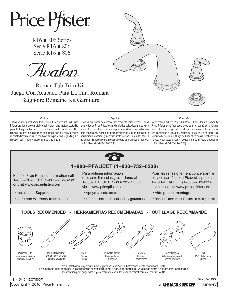 Pfister RT6-5CBK User Manual | 6 pages