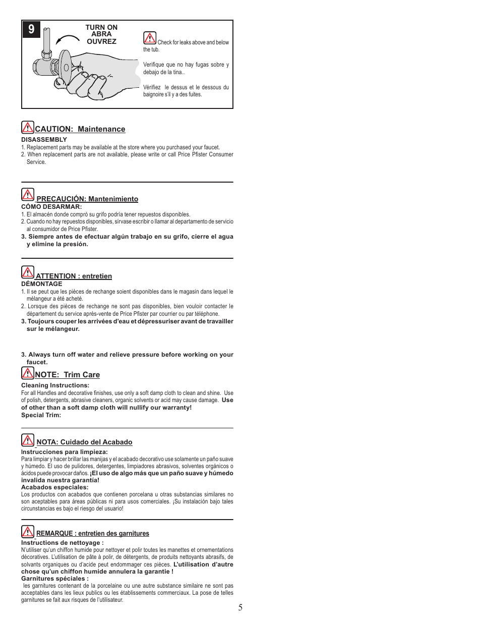 Pfister RT6-5CBK User Manual | Page 5 / 6