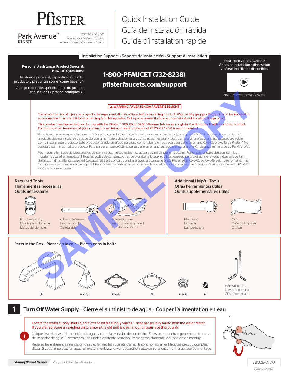 Pfister RT6-5FEK User Manual | 4 pages