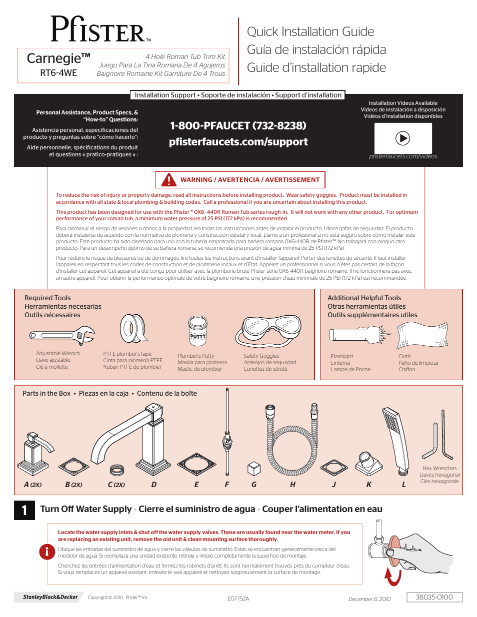 Pfister RT6-4WEK User Manual | 8 pages