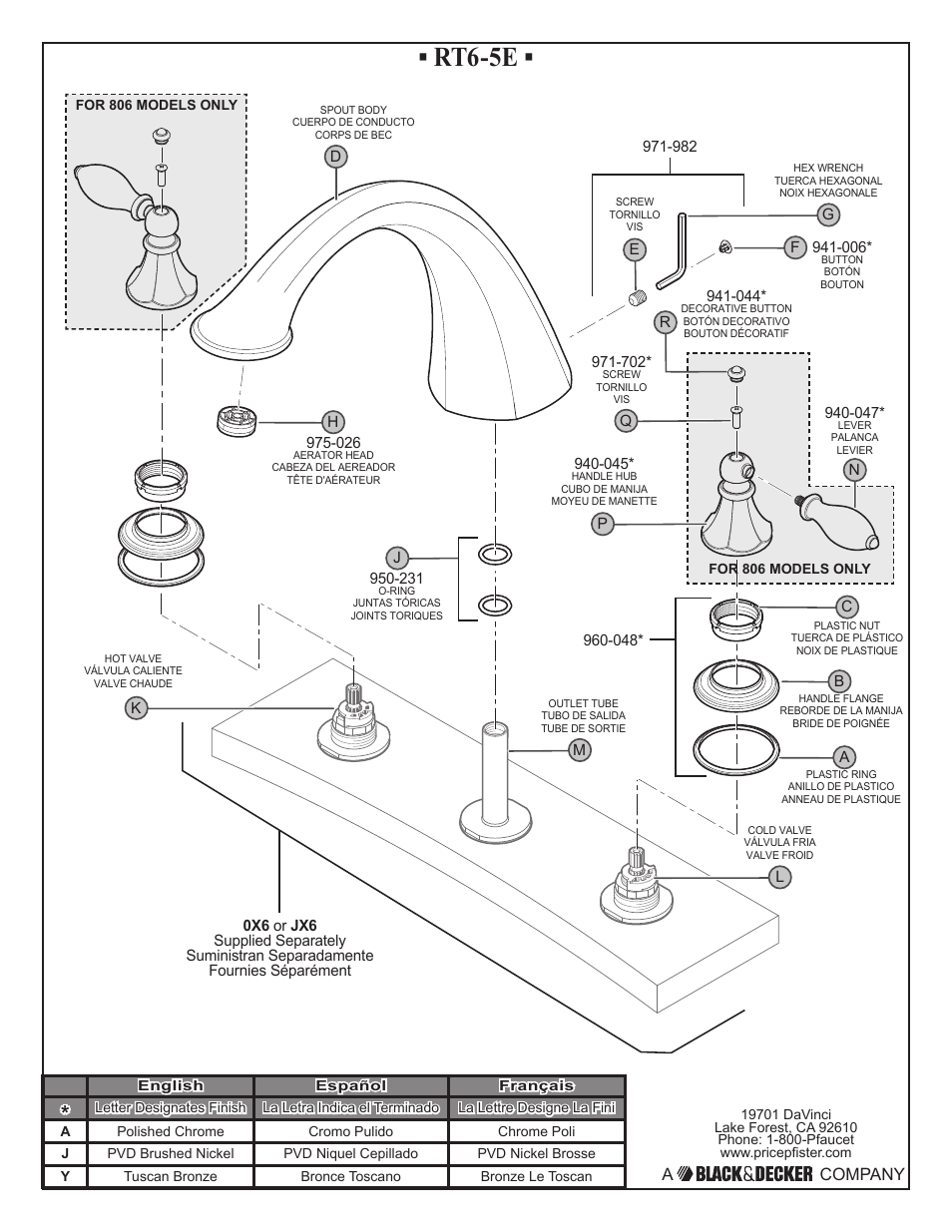 Rt6-5e, A company | Pfister RT6-5EXK User Manual | Page 2 / 6