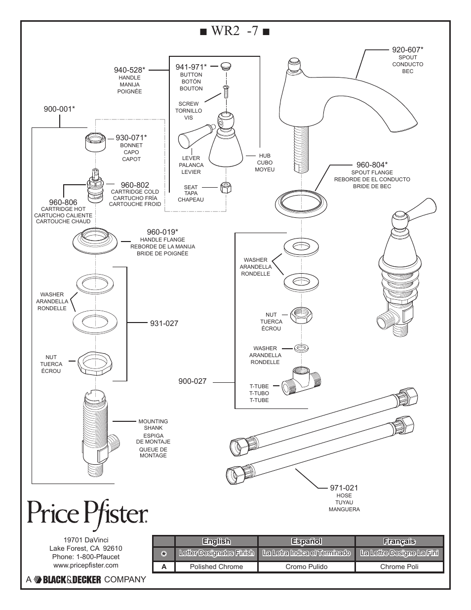 Wr2 -7, A company | Pfister WR2-700C User Manual | Page 2 / 7