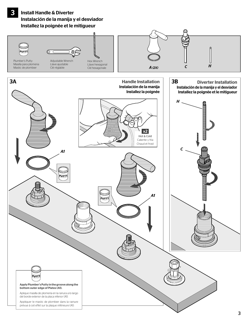 3a 3b | Pfister RT6-4TRK User Manual | Page 3 / 8