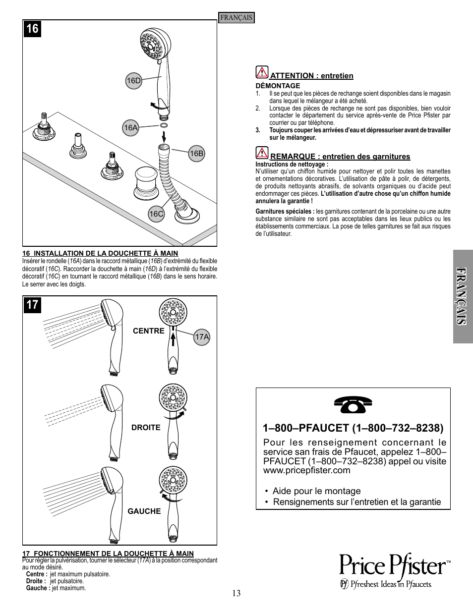 Fr an ça is | Pfister R15-407K User Manual | Page 13 / 14