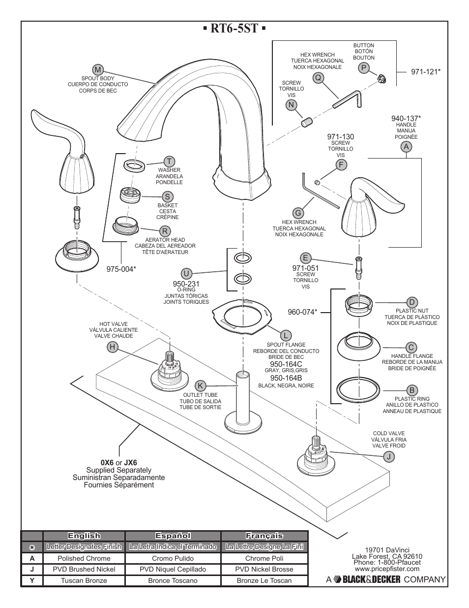 Rt6-5st, A company | Pfister RT6-5STK User Manual | Page 2 / 6