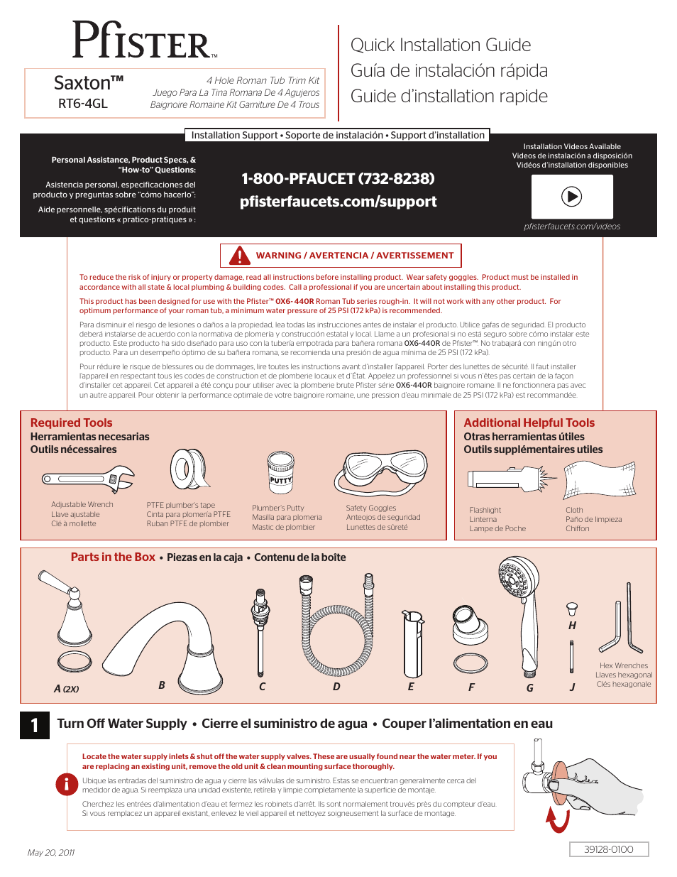 Pfister RT6-4GLK User Manual | 8 pages