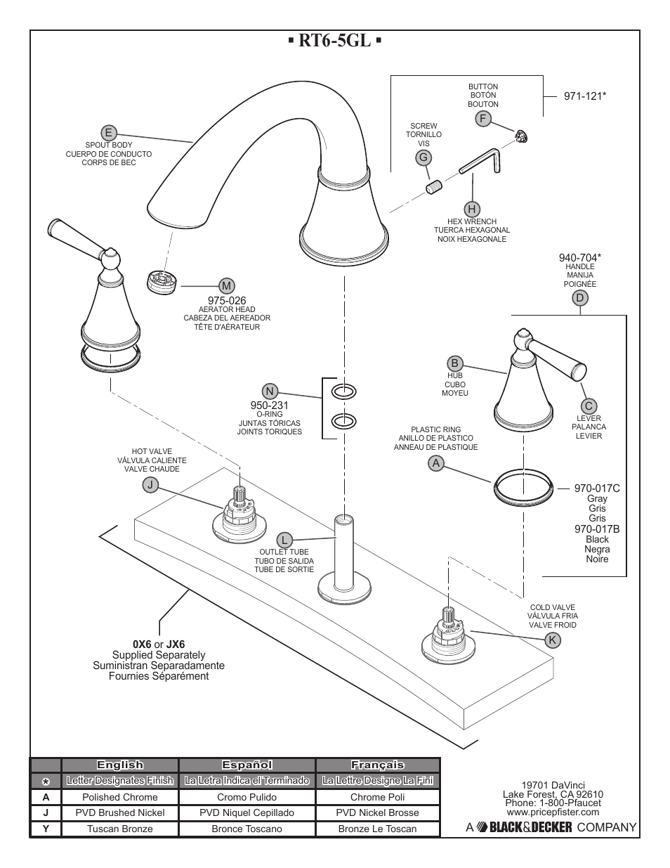 Rt6-5gl, A company | Pfister RT6-5GLK User Manual | Page 2 / 6