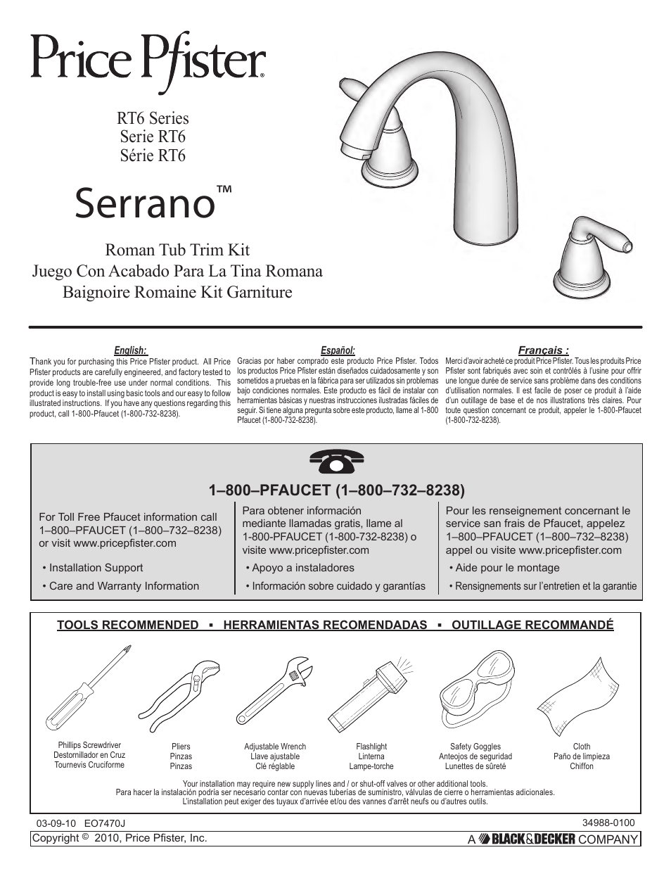 Pfister RT6-5SRK User Manual | 6 pages