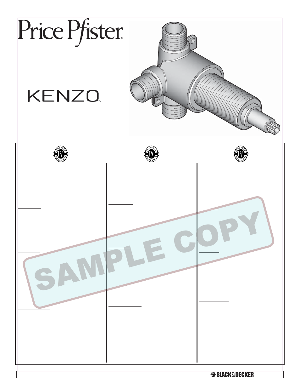 Pfister 015-3WDX User Manual | 8 pages
