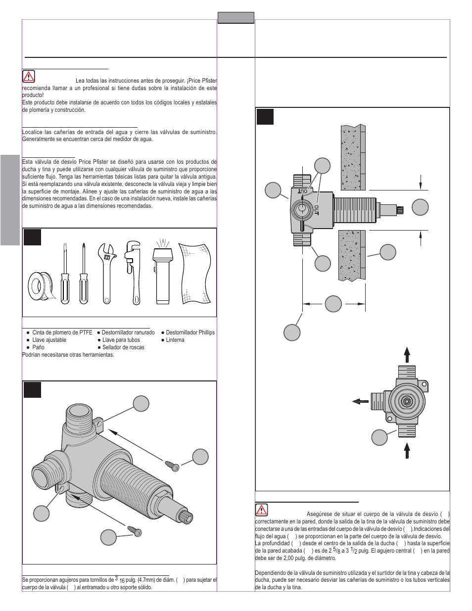 Es p a esp a ññ o l ol | Pfister 015-3WDX User Manual | Page 4 / 8