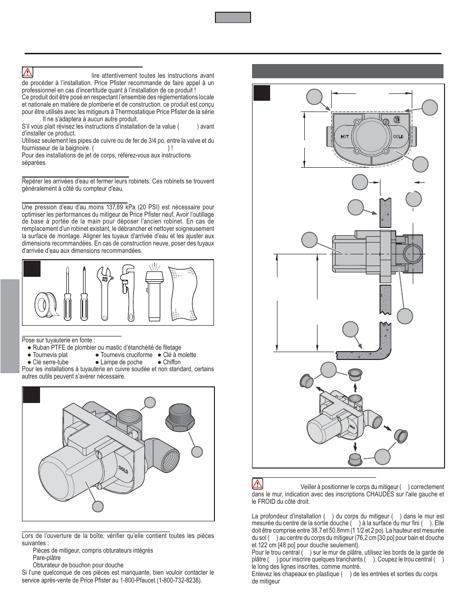 Fr a n fran çç a is ais, Étapes de la pose | Pfister 0T8-410A User Manual | Page 10 / 14