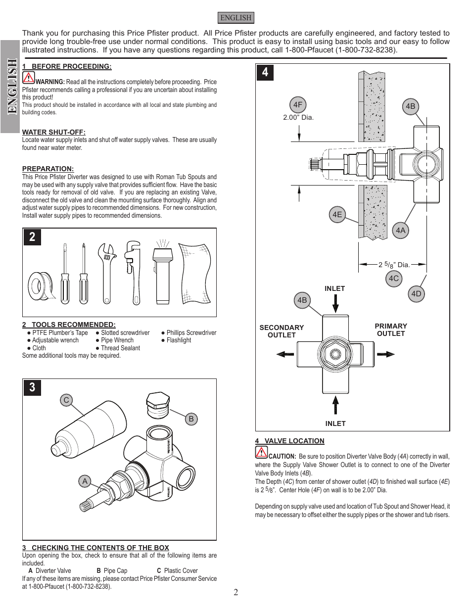 English | Pfister 015-IWDX User Manual | Page 2 / 8
