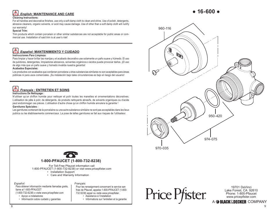 Pfister 016-600A User Manual | Page 5 / 5