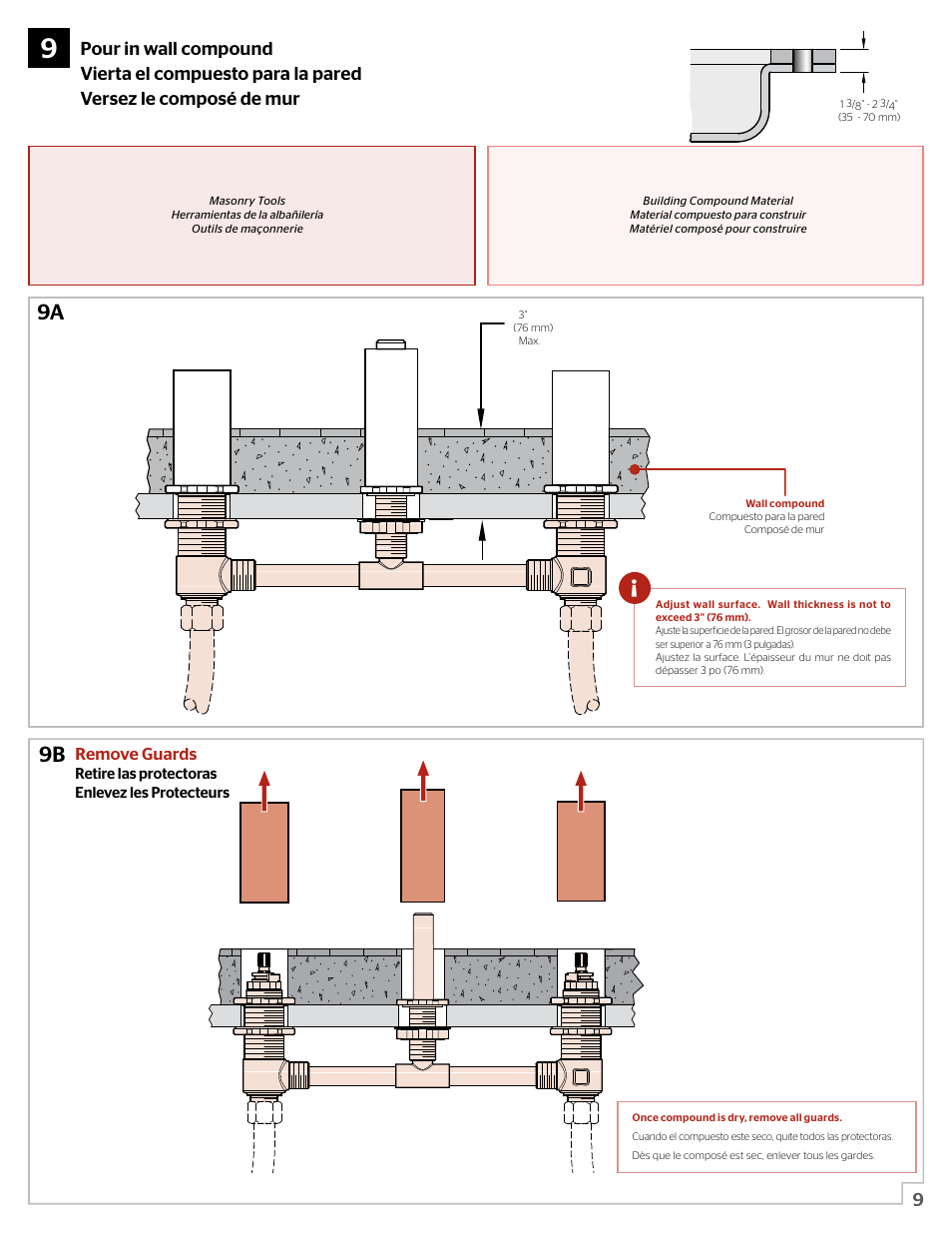 9a 9b, Remove guards | Pfister 0X6-150R User Manual | Page 9 / 10