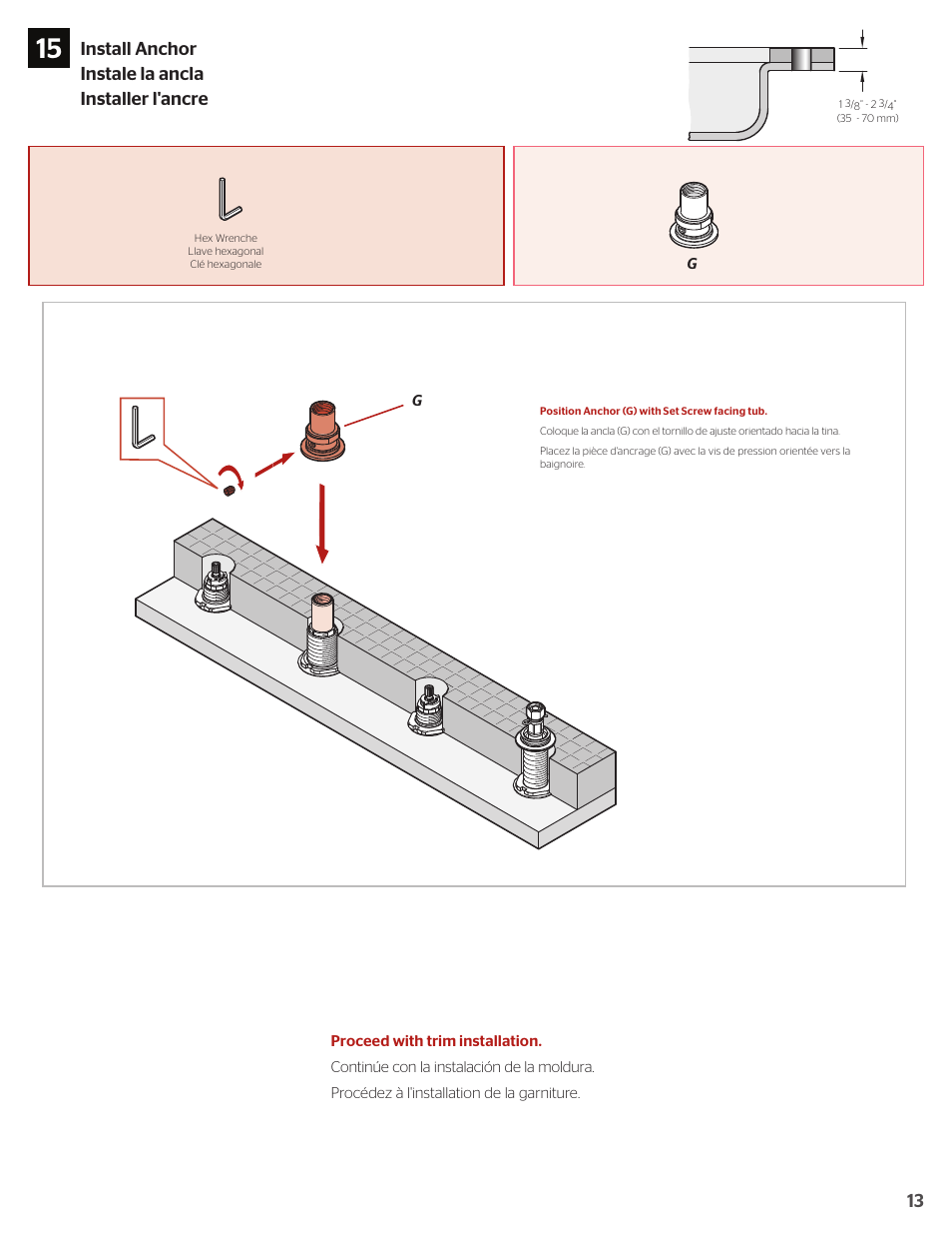 Install anchor instale la ancla installer l'ancre | Pfister 0X6-440R User Manual | Page 13 / 14