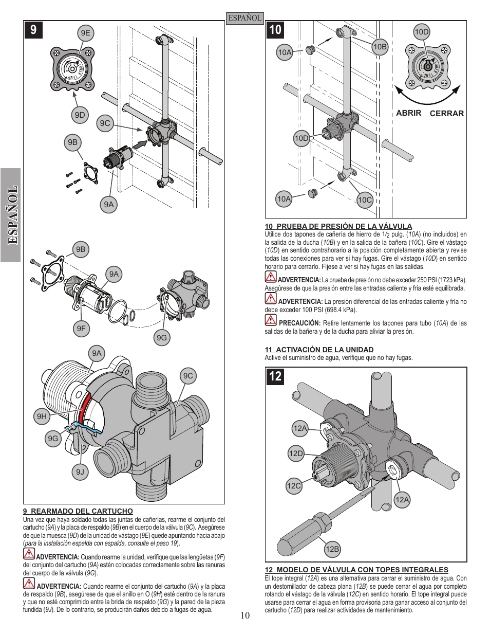 Esp a ñ ol | Pfister JX8-340P User Manual | Page 10 / 20